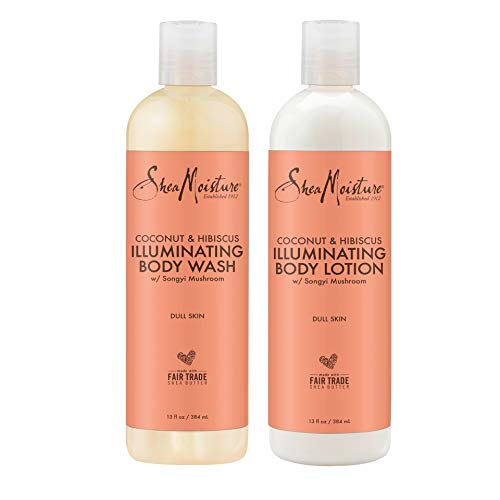 Shea Moisture Coconut & Hibiscus Body Wash & Lotion Set for Dry Skin, 13 Fl Oz Each