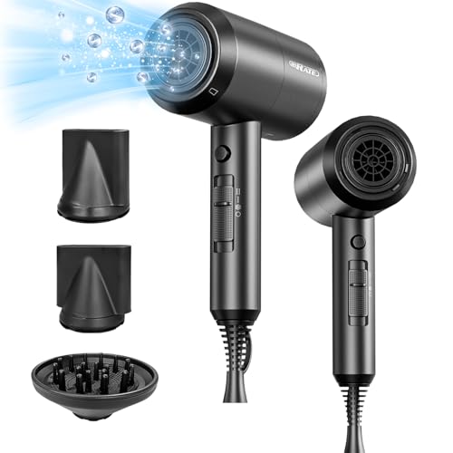 SHRATE 1800W Lightweight Ionic Hair Dryer with Diffuser - Travel-Friendly, Low Noise