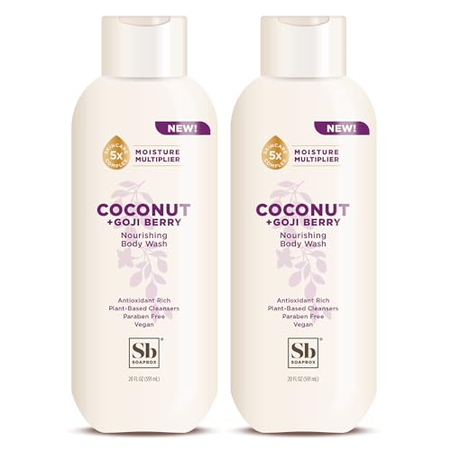 Soapbox Coconut & Goji Berry Body Wash Duo, 20oz Each, Vegan Moisturizing Set