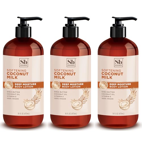Coconut Milk Sandalwood Vegan Body Lotion 3 Pack 16oz Bottles