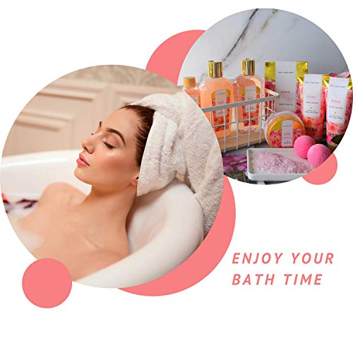 Spa Luxetique 10-Piece Rose Scented Bath Gift Set with Tote Bag for Women - Image 2