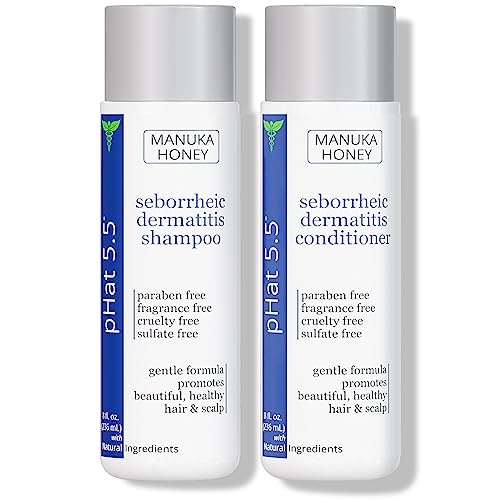 Sulfate-Free Shampoo & Conditioner for Seborrheic Dermatitis Relief with Manuka Honey (8 oz)