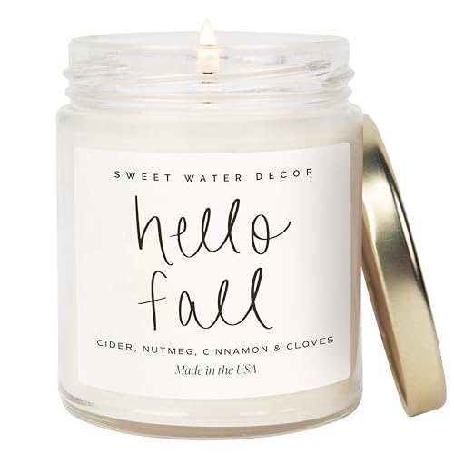 Sweet Water Decor Hello Fall Candle - Cinnamon Apples & Clove, 9oz Soy Wax