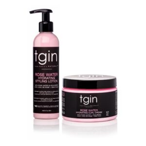 Tgin Rose Water Curl Cream and Styling Lotion Duo 8 oz for Low Porosity Hair