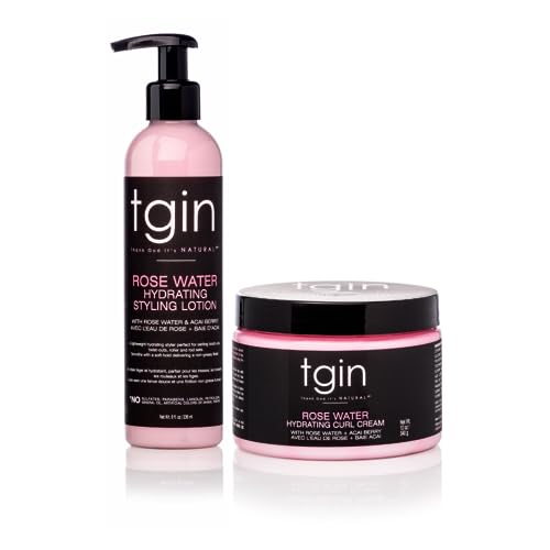 Tgin Rose Water Curl Cream and Styling Lotion Duo 8 oz for Low Porosity Hair