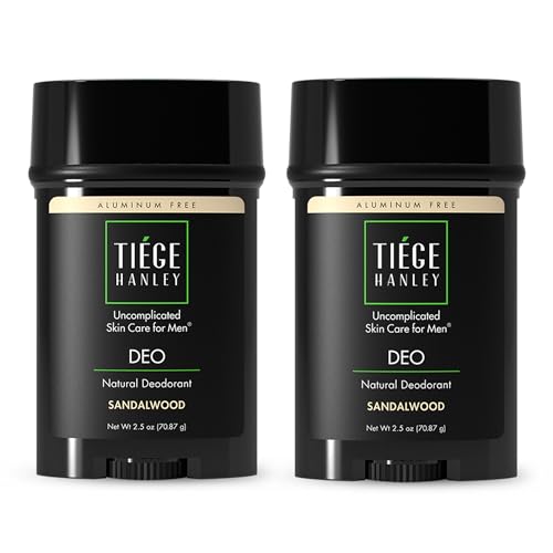 Tiege Hanley Sandalwood Aluminum-Free Deodorant for Men, 2-Pack, Paraben & Talc-Free