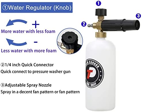 Tool Daily Foam Cannon, 1L, 1/4" Quick Connector, 5 Nozzle Tips - Image 3