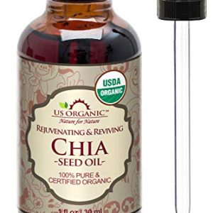 US Organic Cold Pressed Unrefined Chia Seed Oil 1 oz Glass Dropper