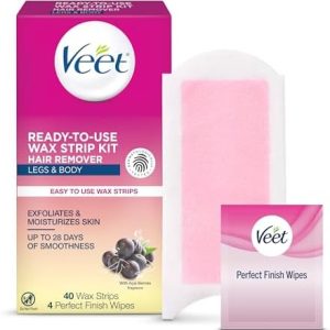 Veet Waxing Kit for Women - 40 Wax Strips & 4 Body Wipes