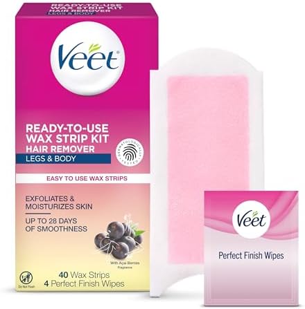 Veet Waxing Kit for Women - 40 Wax Strips & 4 Body Wipes
