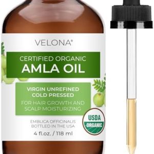 Velona Amla Oil USDA Organic - 4 oz, Extra Virgin, Cold Pressed, Dropper Included
