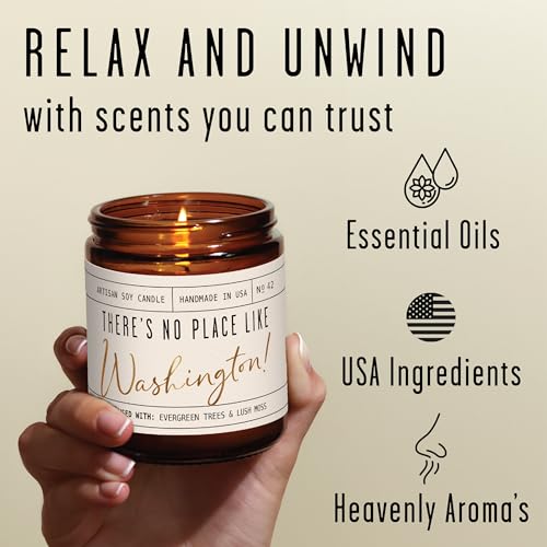 Washington Candle with Evergreen Trees & Moss - 9oz, 50Hr Burn, USA Made - Image 5