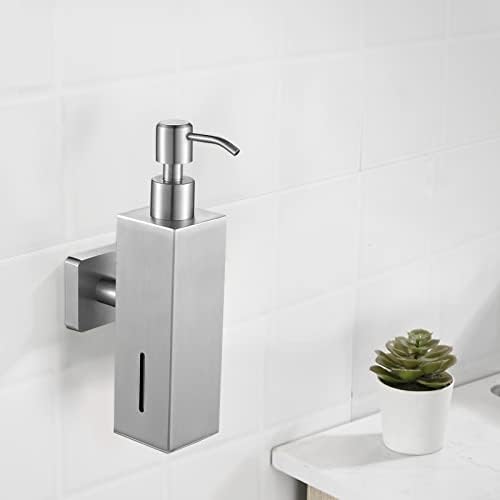 WINCASE Wall-Mounted Brushed Nickel Soap Dispenser, 8.5oz with Clear Window - Image 2