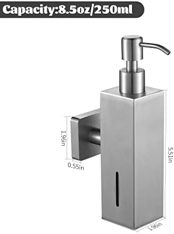 WINCASE Wall-Mounted Brushed Nickel Soap Dispenser, 8.5oz with Clear Window - Image 6