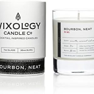 Wixology Bourbon Neat Soy Candle - Vanilla Caramel & Oak in Reusable Glass, 7 oz