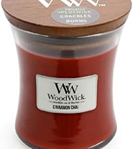 WoodWick Cinnamon Chai Medium Candle, Soy Blend with Pluswick Wood Wick