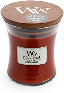 WoodWick Cinnamon Chai Medium Candle, Soy Blend with Pluswick Wood Wick