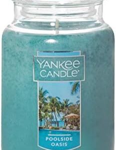 Yankee Candle Poolside Oasis 22oz Jar Candle, Single Wick, Blue, 110+ Hours Burn