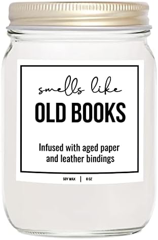 YouNique Designs 8 oz White Soy Old Books Scented Candle Gift
