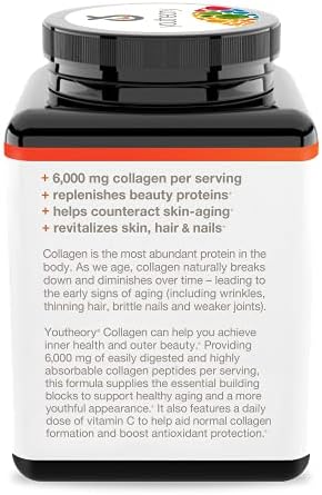Youtheory Advanced Collagen 6,000 mg with Vitamin C - 290 Tablets for Hair, Skin & Nails - Image 3