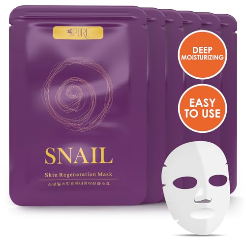 10 Count Snail Mucin Hydrating Sheet Masks for Anti-Aging and Skin Care