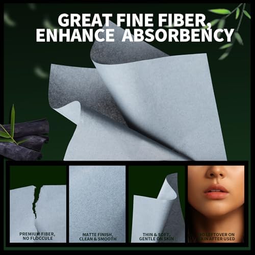 1200 Count Bamboo Charcoal Oil Absorbing Blotting Sheets for Oily Skin - Image 4