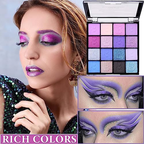 16-Color Purple Glitter & Matte Eyeshadow Palette - Image 2