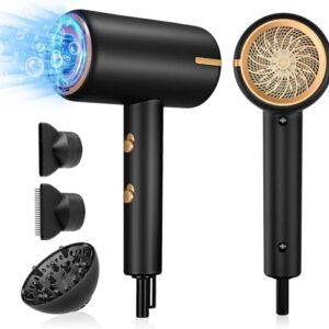 1600W Ionic Professional Hair Dryer with Diffuser and Styling Nozzles for Quick Styling