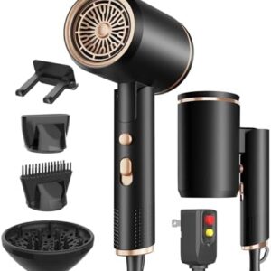 1600W Portable Ionic Hair Dryer with Foldable Handle