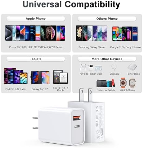 **20W Dual Port USB C Charger Block 2-Pack** - Image 3