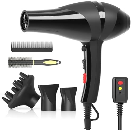 2400W Ionic Hair Dryer with Diffuser, Lightweight Compact Design for Curly Hair