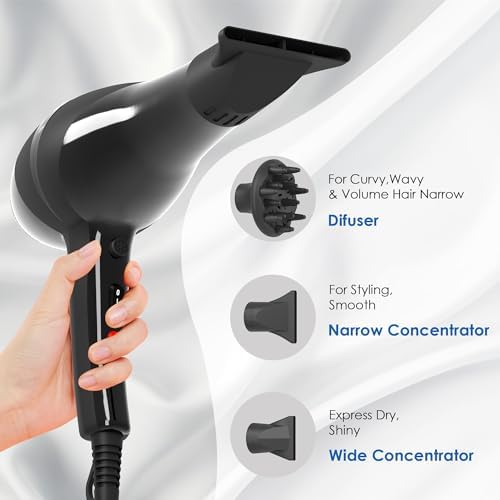 2400W Ionic Hair Dryer with Diffuser, Lightweight Compact Design for Curly Hair - Image 4