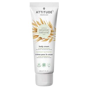 ATTITUDE Oat Body Cream for Sensitive Skin, Vegan, 8 Fl Oz