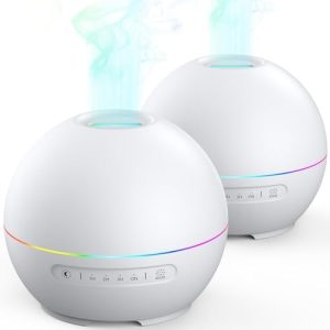 2 Pack 200ml Essential Oil Diffuser with Timers & Lights