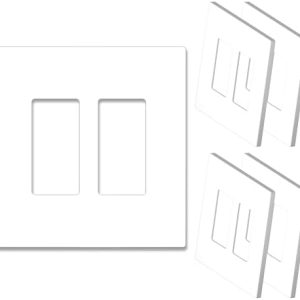 5-Pack NEU 2-Gang Screwless Wall Plates, Glossy White