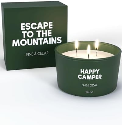 Happy Camper Pine Cedar 8oz Soy Candle ? Gift Box