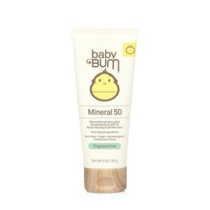 Sun Bum Baby Bum Fragrance-Free SPF 50 Sunscreen, Travel Size 3 oz for Kids