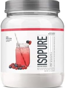 Isopure Clear Whey Isolate Protein Powder, Mixed Berry, 1 lb Tub, 16 Servings