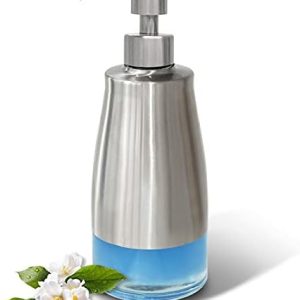 Brushed Nickel Glass Soap Dispenser, 11OZ Refillable