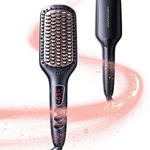 MEGAWISE Pro Ionic Hair Straightener Brush, 20s Heat, Auto-Off
