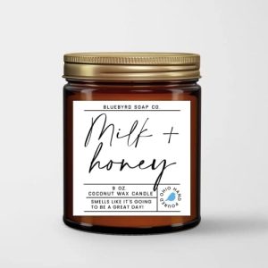 Milk & Honey Candle 9oz | Amber Glass Coconut Wax