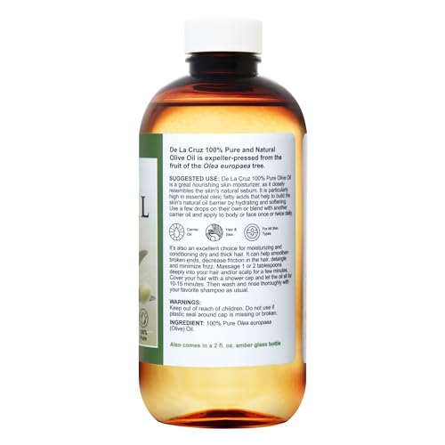 De La Cruz Pure Olive Oil for Hair & Skin 8 Fl Oz - Image 2