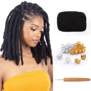 Afro Kinky Bulk Human Hair Dreadlock Extensions, 10? Black