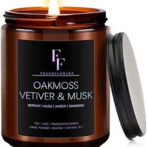 Oakmoss Vetiver Musk Soy Candle 7oz Aromatherapy Gift
