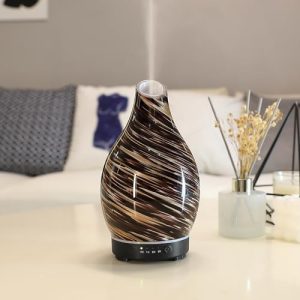 300ml Art Glass Ultrasonic Essential Oil Diffuser with LED Night Light