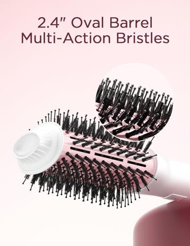 PLAVOGUE Dual Voltage Ionic Hair Dryer Brush White Pink 2-in-1 Styling Tool All Hair Types - Image 5