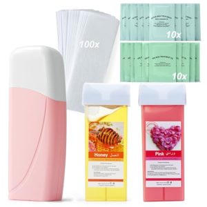 Hair Removal Kit ? Honey Wax Roller, 100 Strips, Warmer
