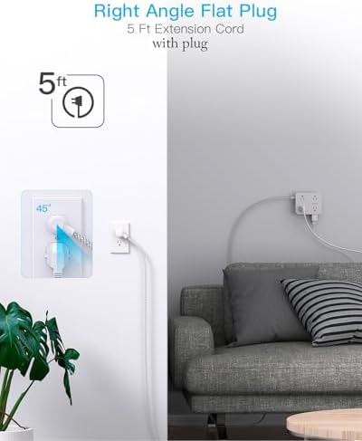 8-Outlet Surge Protector with 4 USB Ports, 5Ft Cord - Image 7