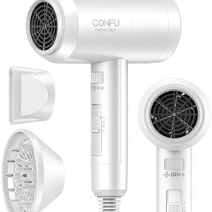 CONFU Compact Travel Hair Dryer 1875W with Diffuser for Curly Hair Styling