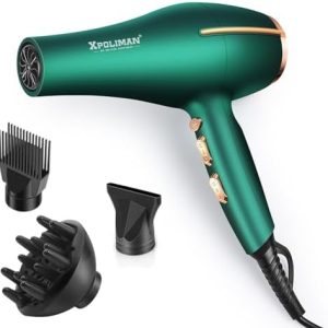 Xpoliman 2000W Ionic Salon Hair Dryer - Green & Gold Finish